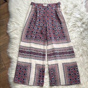 Anthropologie Elevenses Yida Wide Leg Palazzo Pants Boho Pattern Size 8